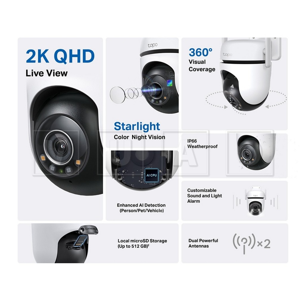 Tapo C520WS V1
Cámara inteligente Wi-Fi de vigilancia 360º