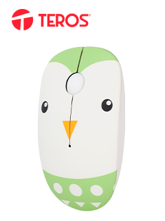 Mouse óptico inalámbrico Teros TE-1215S, color blanco y verde, 1000 dpi, receptor USB.